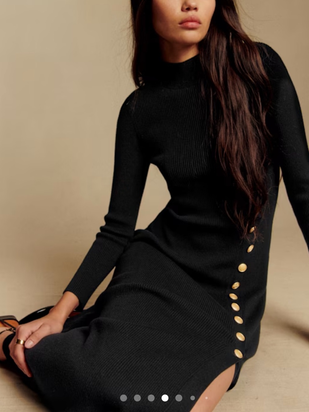 Sezane Harper Dress | Black Merino Wool Sweater Dress - Picture 4 of 5